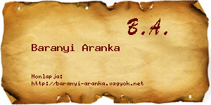 Baranyi Aranka névjegykártya